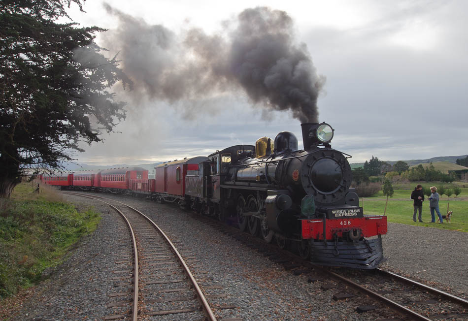 Parní lokomotiva, Weka Pass Railway, Waikari, Nový Zéland