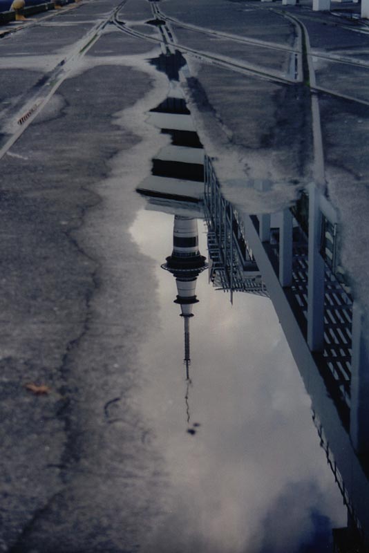 Reflection of Sky Tower, Auckland, New Zealand