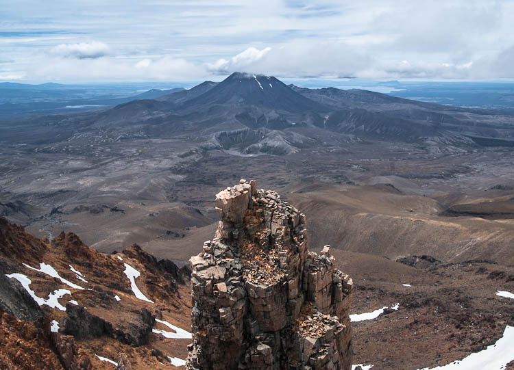 Skyline Ridge of Mt Ruapehu, view of Mt Ngauruhoe
