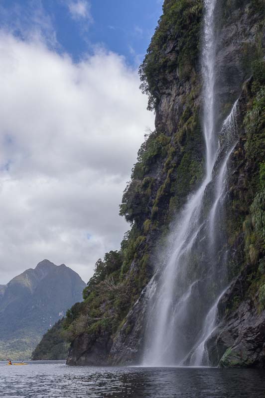 Waterfall in Crooked Arm, Doubtful Sound, New Zealand