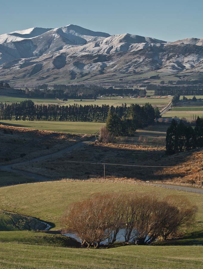 Waimea Plains, pohled z Taringatura Hills, Nový Zéland